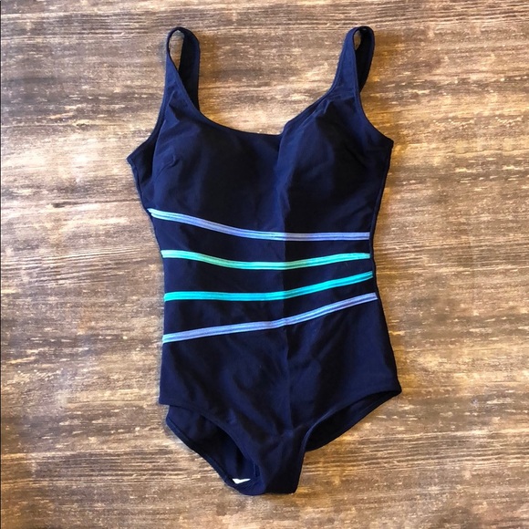 Vintage Other - VINTAGE STRIPE SWIM SUIT NEON